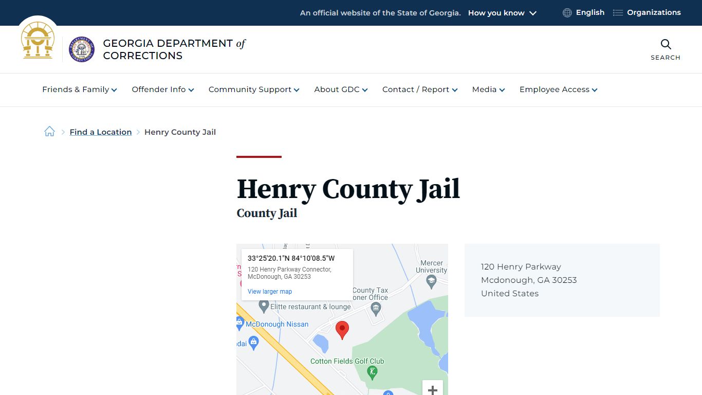 Henry County Jail | Georgia Department of Corrections